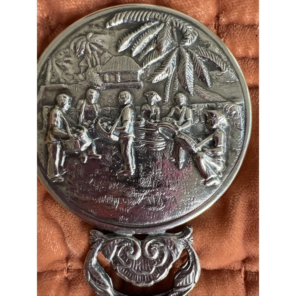 Vintage Hans Jensen Denmark Silver Plated Hand Mirror